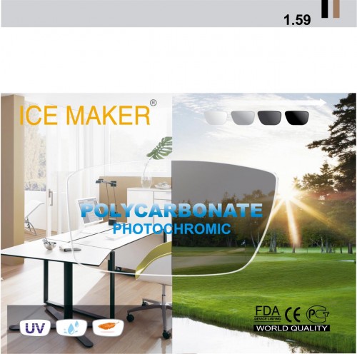ND=1.59 поликарбонатная фотохромная линза. Цвет серый